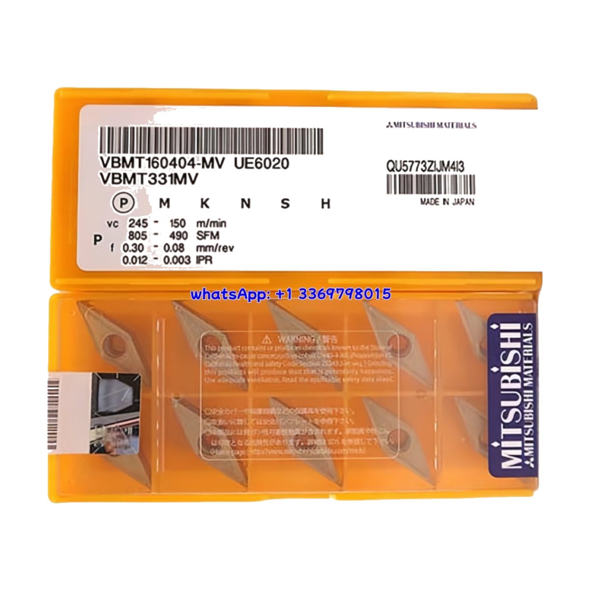 Original Mitsubishi VBMT160404-MV UE6020 Carbide Insert - Diamond 35° (10 PCS)