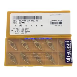 Original Mitsubishi VBMT160404-MV US735 Carbide Insert - Diamond 35° | Steel & More (10 PCS)