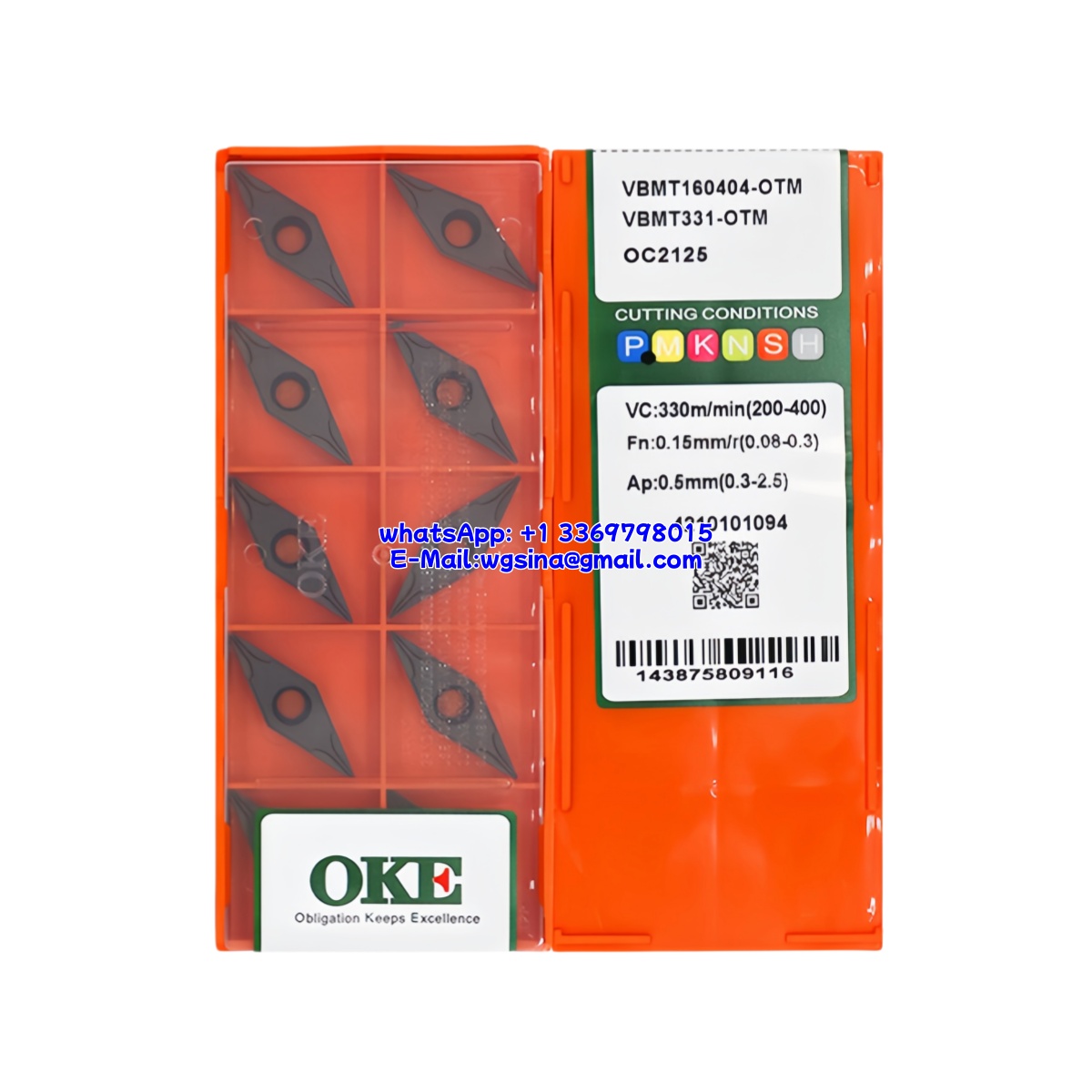 CNC VBMT160404-OTM OC2125 Carbide Insert - Diamond 35° | Steel (10 PCS)