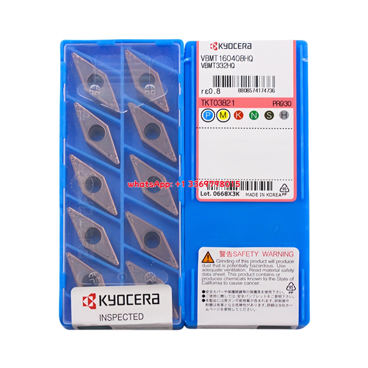 Kyocera VBMT160408-HQ PR930 Carbide Insert - Diamond 35° | Steel, Stainless Steel (10 PCS)