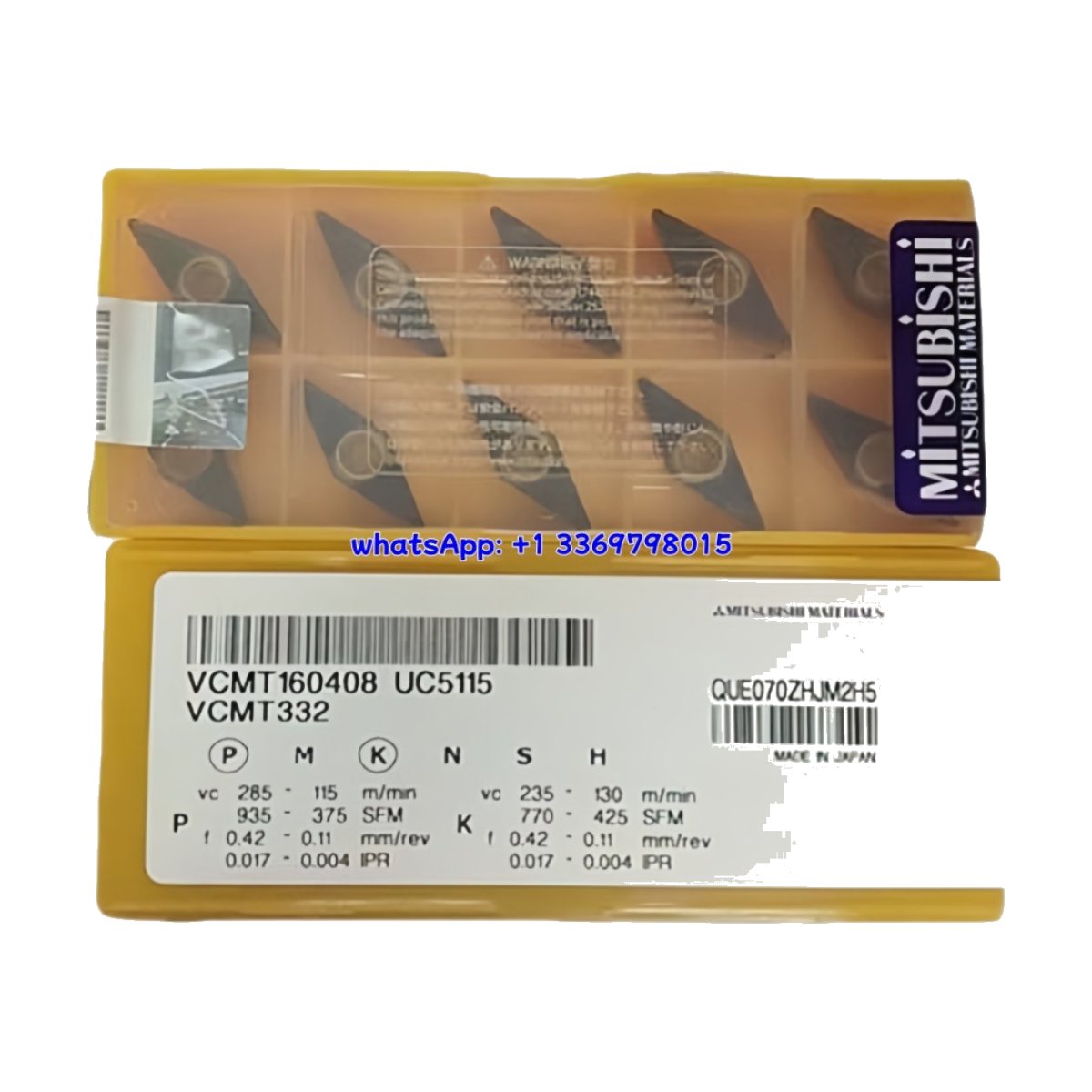 Original Mitsubishi VCMT160408 UC5115 Carbide Insert - Diamond 35° | Steel (10 PCS)
