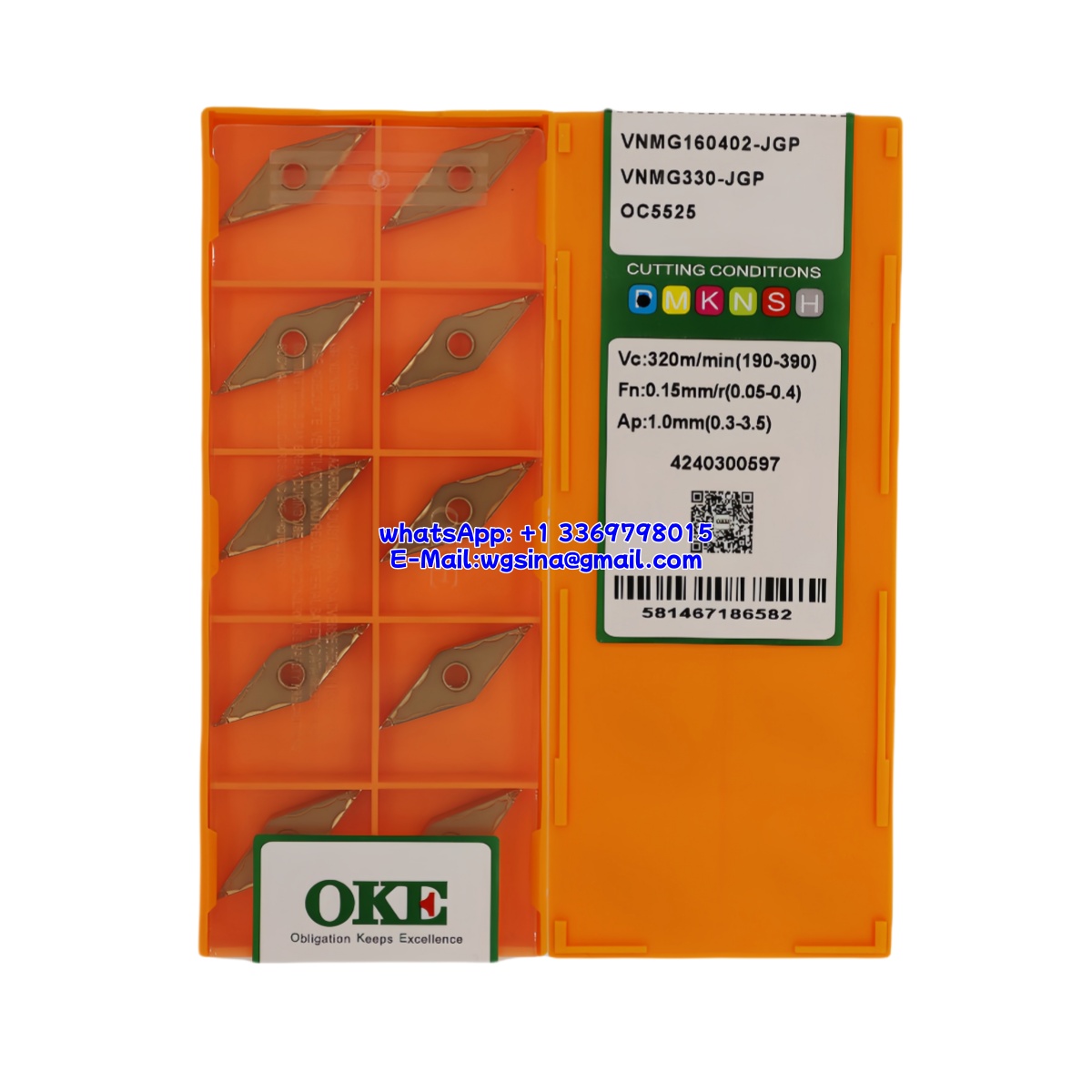 CNC VNMG160402-JGP OC5525 Carbide Insert - Diamond 35° | Steel (10 PCS)