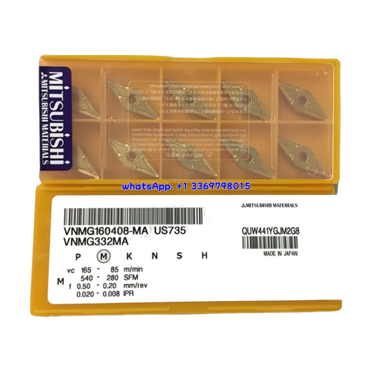 Original Mitsubishi VNMG160408-MA US735 Carbide Insert - Diamond 35° | Steel (10 PCS)