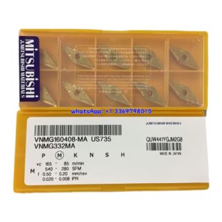 Original Mitsubishi VNMG160408-MA US735 Carbide Insert - Diamond 35° | Cast Iron, Aluminum (10 PCS)