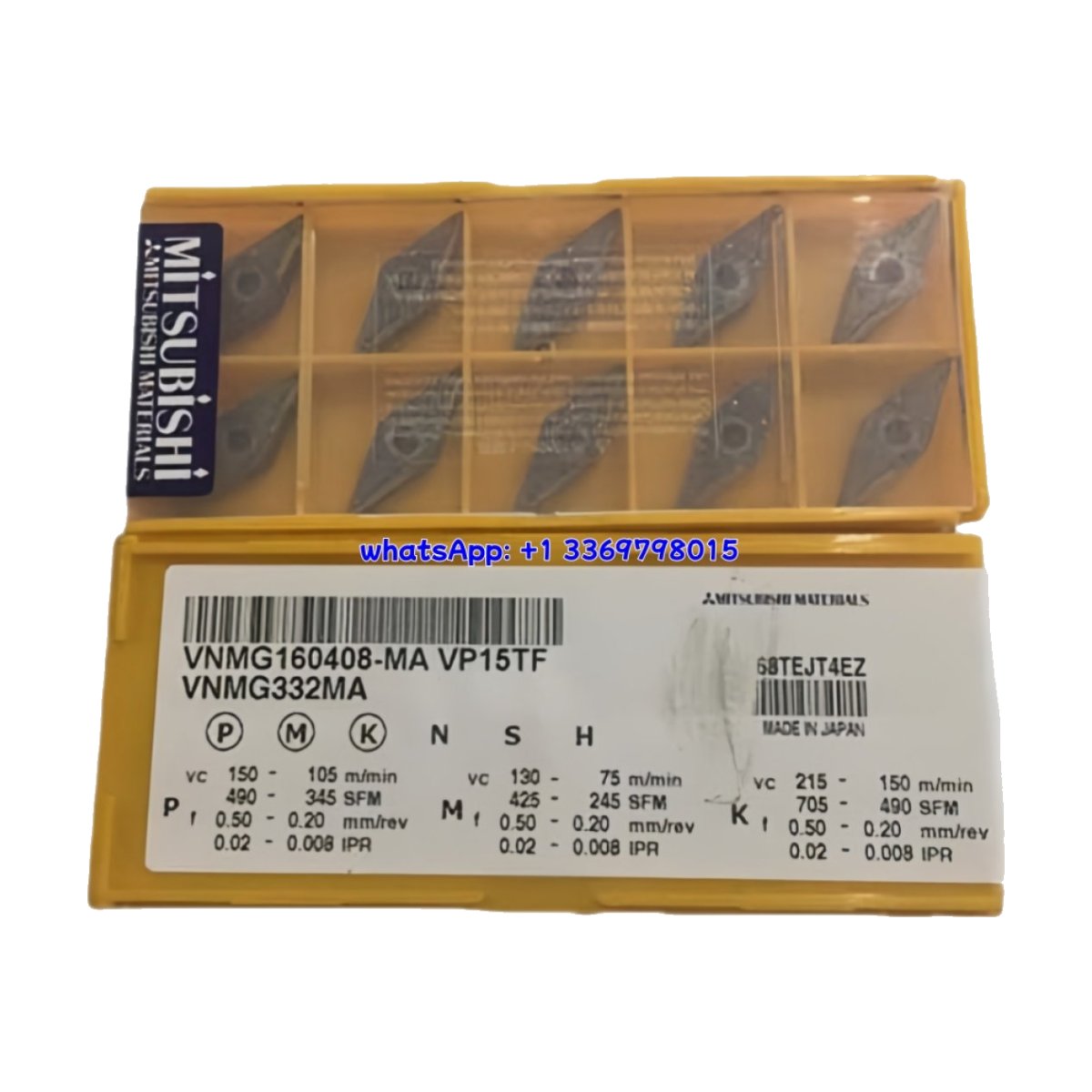 Original Mitsubishi VNMG160408-MA VP15TF Carbide Insert - Diamond 35° | Steel, Stainless Steel (10 PCS)