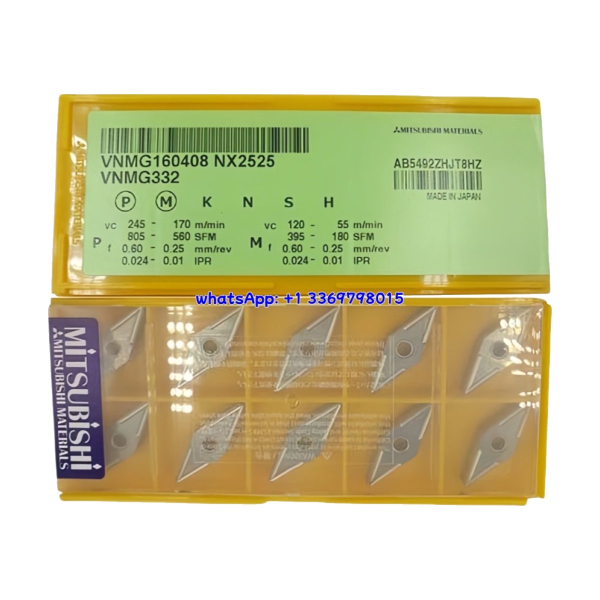Original Mitsubishi VNMG160408 NX2525 Carbide Insert - Diamond 35° | Steel (10 PCS)