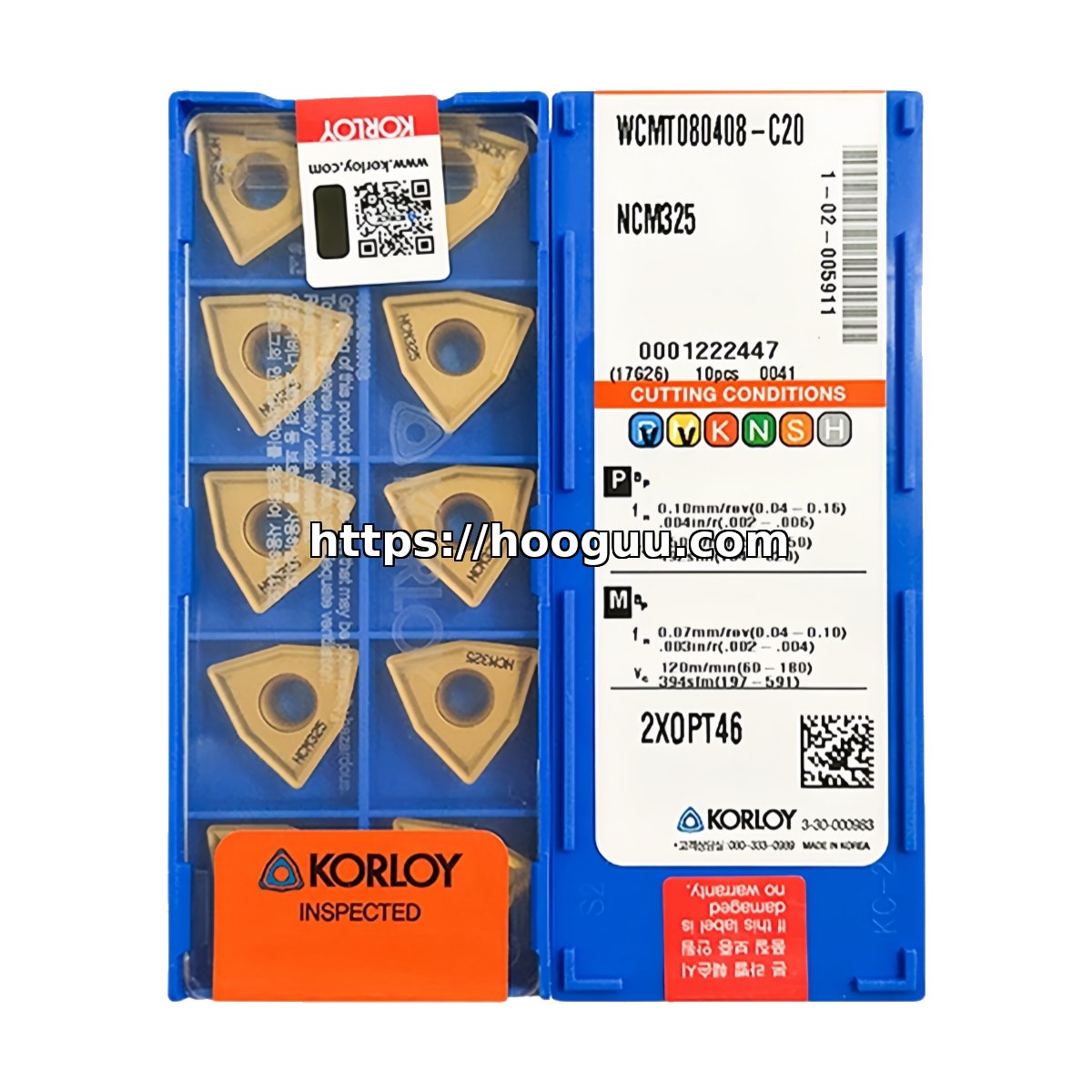 Original Korloy WCMT080408-C20 NCM325 Carbide Insert - Trigon 80° | Steel