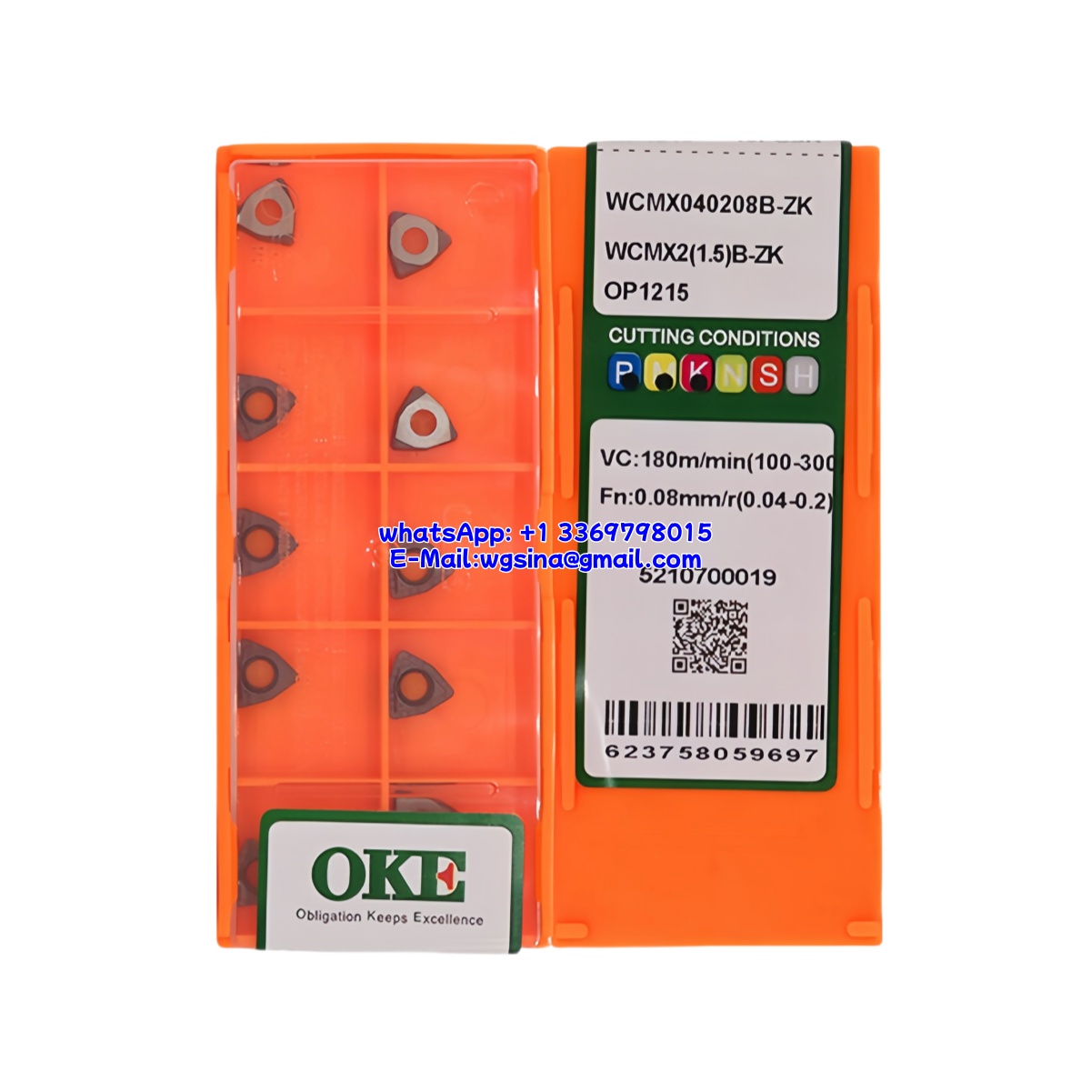 CNC WCMX040208B-ZK OP1215 Carbide Insert - Trigon 80° | Steel, Cast Iron (10 PCS)