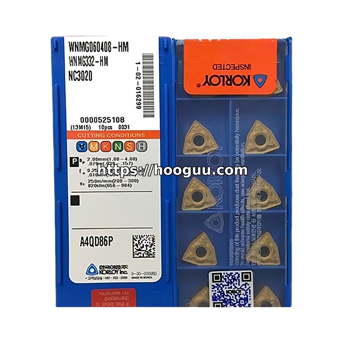 Original Korloy WNMG060408-HM NC3020 Carbide Turning Insert - Trigon 80° | Steel, Cast Iron