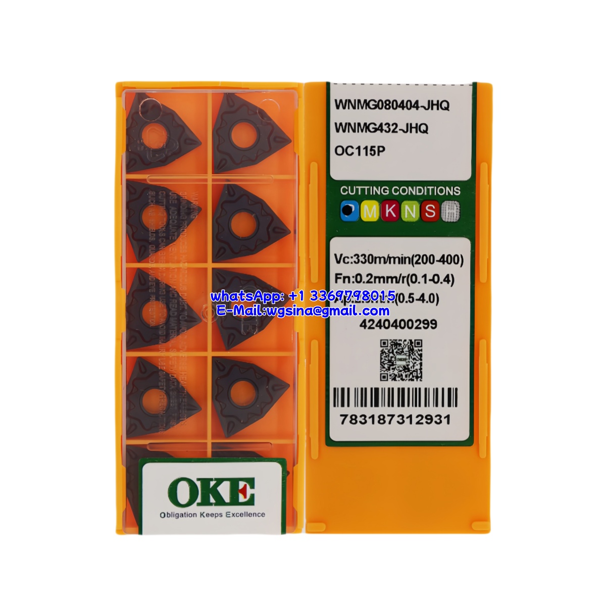 CNC WNMG080404-JHQ OC115P Carbide Insert - Trigon 80° | Steel, Stainless Steel (10 PCS)