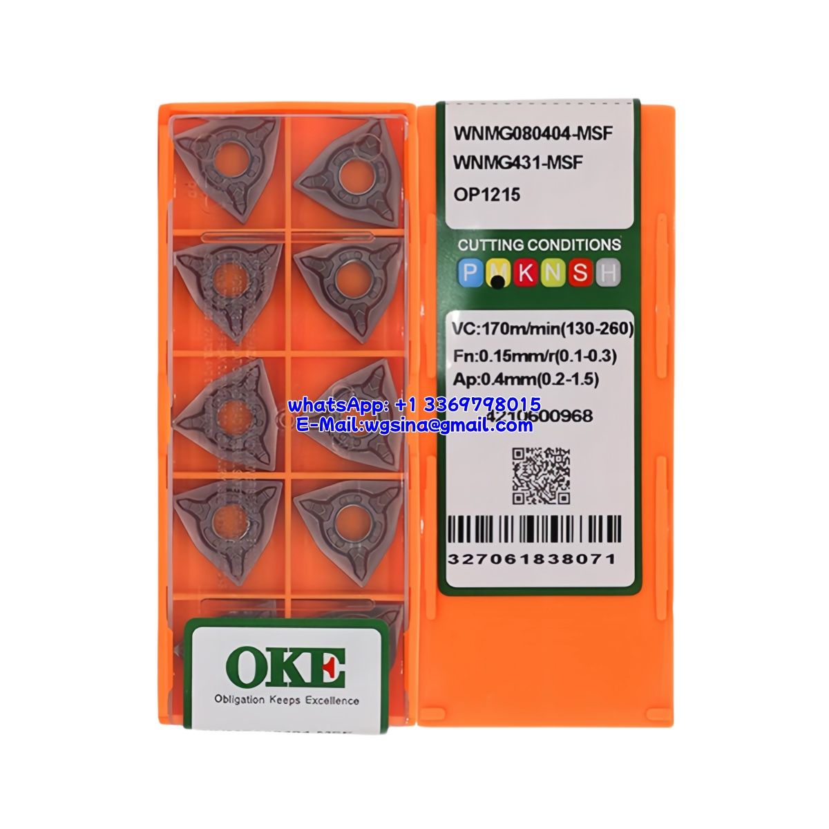 CNC WNMG080404-MSF OP1215 Carbide Insert - Trigon 80° | Steel (10 PCS)