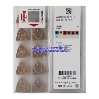 Original Tungaloy WNMG080404-TM T9125 Carbide Insert - Trigon 80° | Steel (10 PCS)