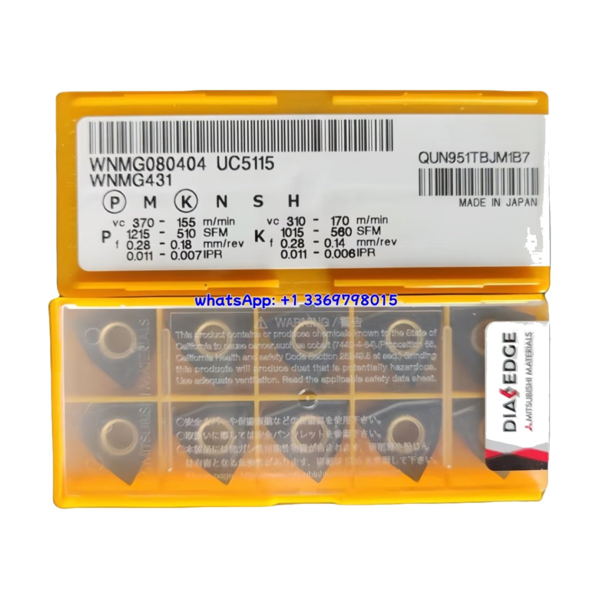 Original Mitsubishi WNMG080404 UC5115 Carbide Insert - Trigon 80° | Steel (10 PCS)