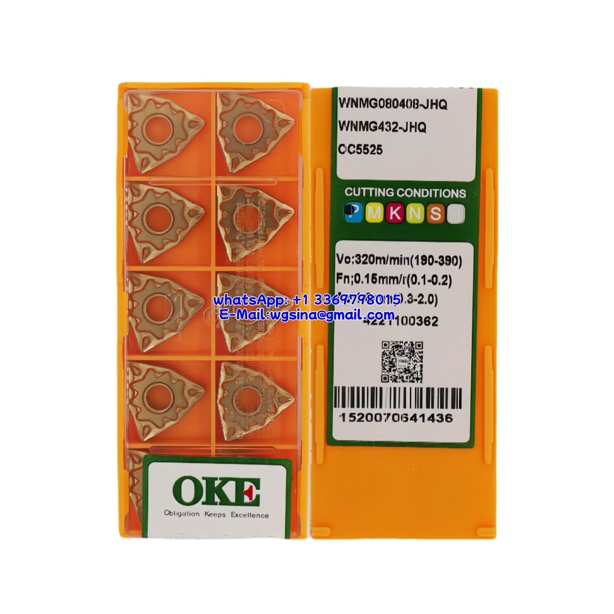 CNC WNMG080408-JHQ OC5525 Carbide Insert - Trigon 80° | Steel, Stainless Steel (10 PCS)