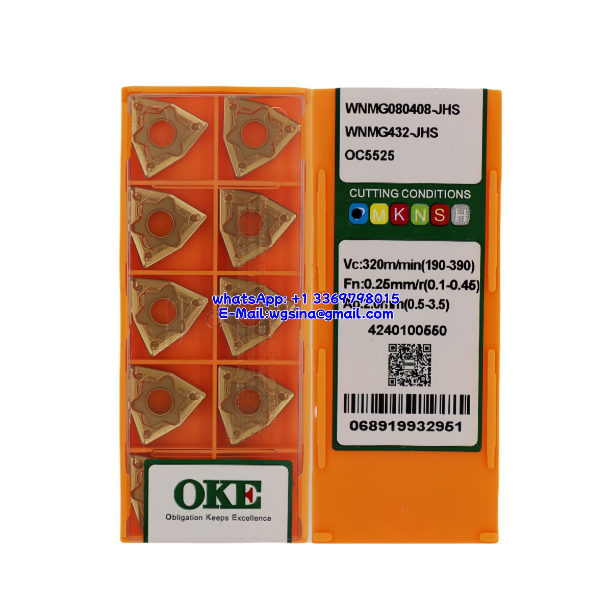 CNC WNMG080408-JHS OC5525 Carbide Insert - Trigon 80° | Steel, Stainless Steel (10 PCS)