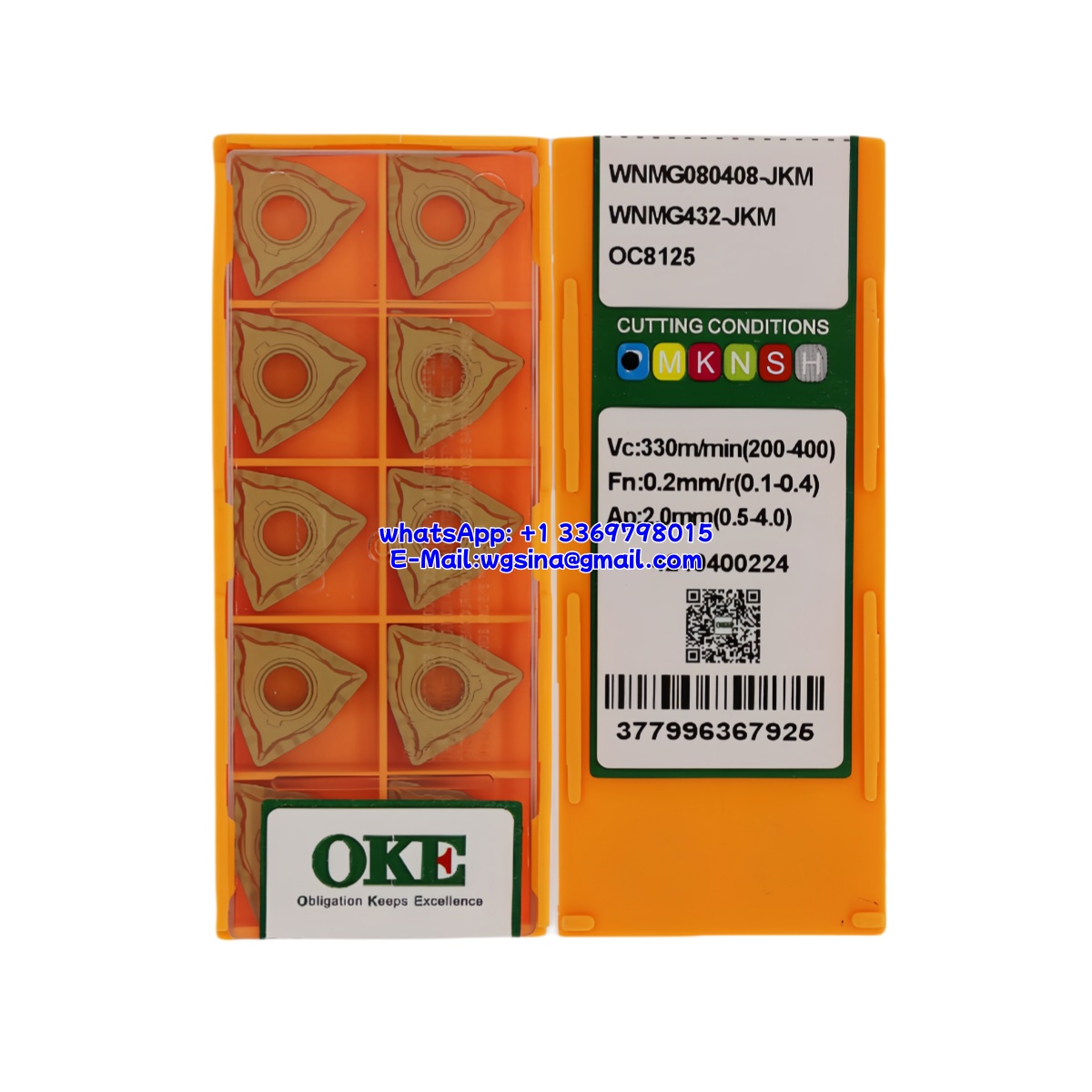 CNC WNMG080408-JKM OC8125 Carbide Insert - Trigon 80° | Steel & More (10 PCS)