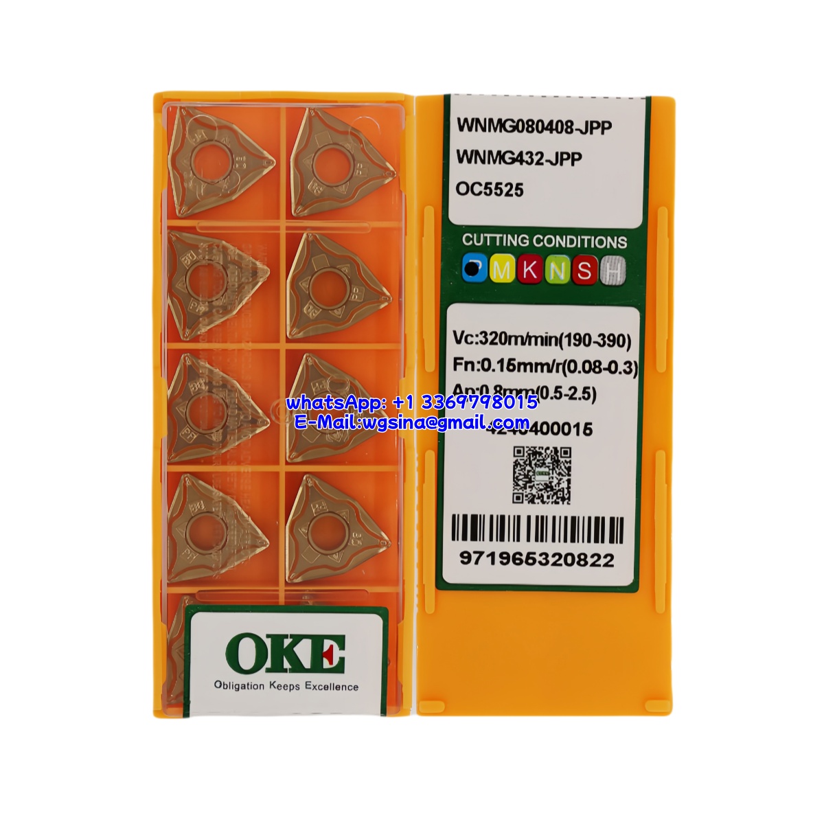 CNC WNMG080408-JPP OC5525 Carbide Insert - Trigon 80° | Steel, Stainless Steel (10 PCS)