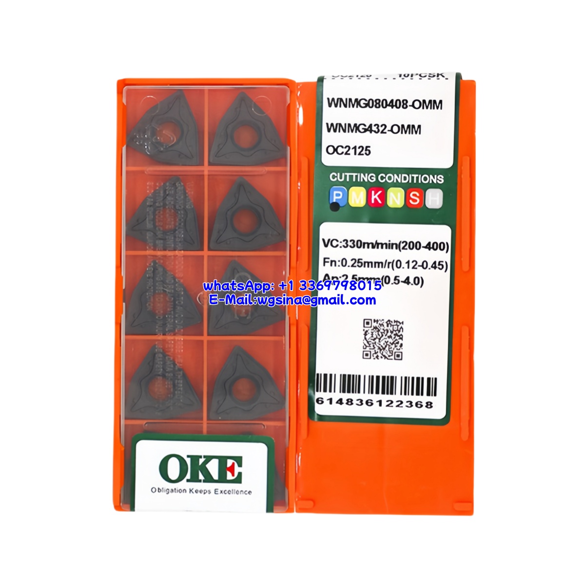 CNC WNMG080408-OMM OC2125 Carbide Insert - Trigon 80° | Steel, Stainless Steel (10 PCS)