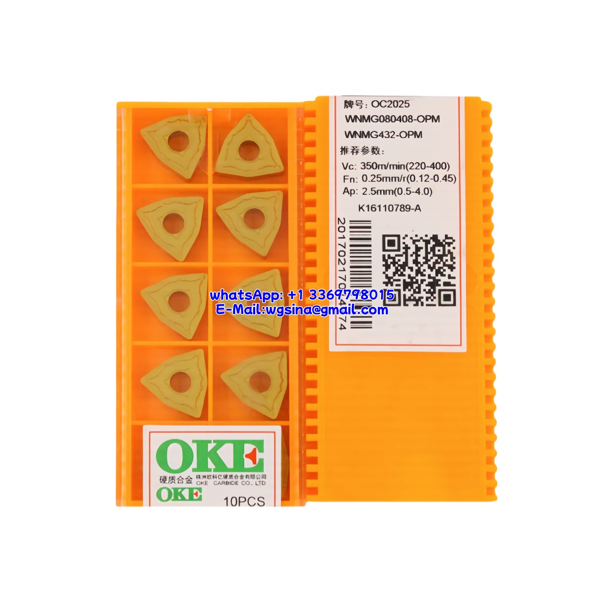 CNC WNMG080408-OPM OC2025 Carbide Insert - Trigon 80° | Steel, Stainless Steel (10 PCS)