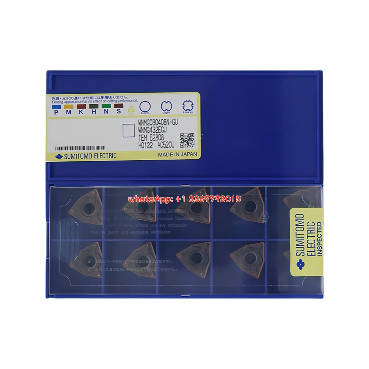 Sumitomo WNMG080408N-GU AC520U Carbide Insert - Trigon 80° | Steel, Stainless Steel (10 PCS)