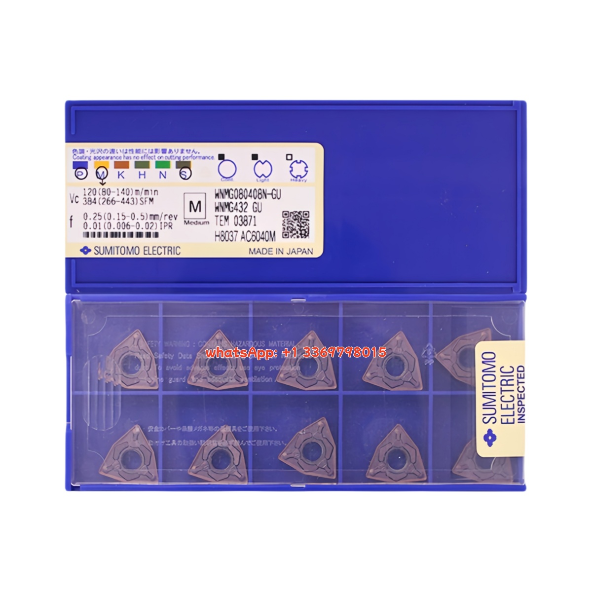 Sumitomo WNMG080408N-GU AC6040M Carbide Insert - Trigon 80° | Steel, Stainless Steel (10 PCS)