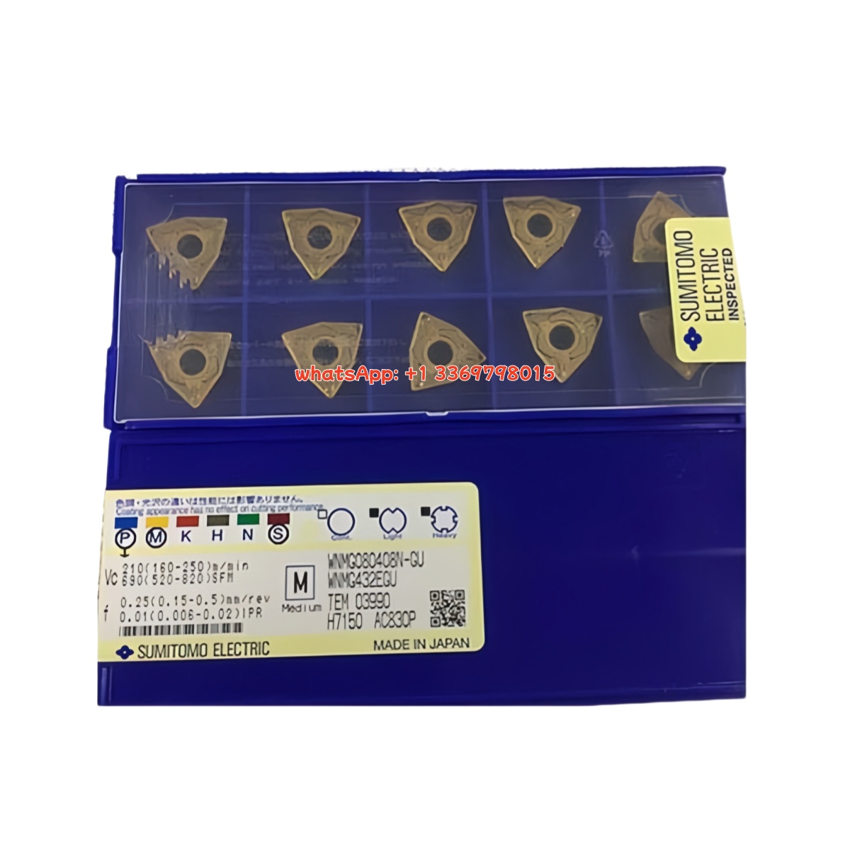 Sumitomo WNMG080408N-GU AC830P Carbide Insert - Trigon 80° | Steel, Stainless Steel (10 PCS)