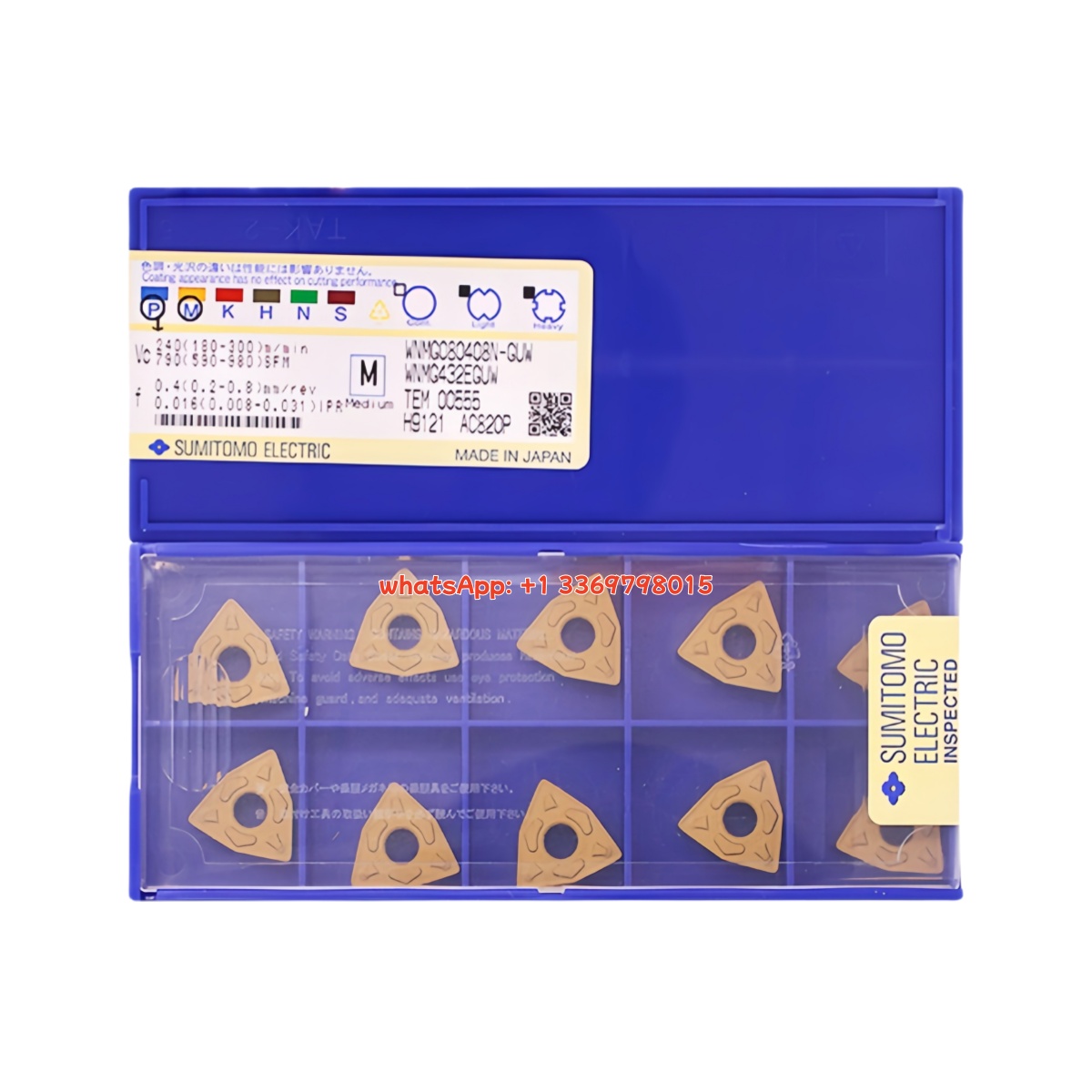 Sumitomo WNMG080408N-GUW AC820P Carbide Insert - Trigon 80° | Steel (10 PCS)