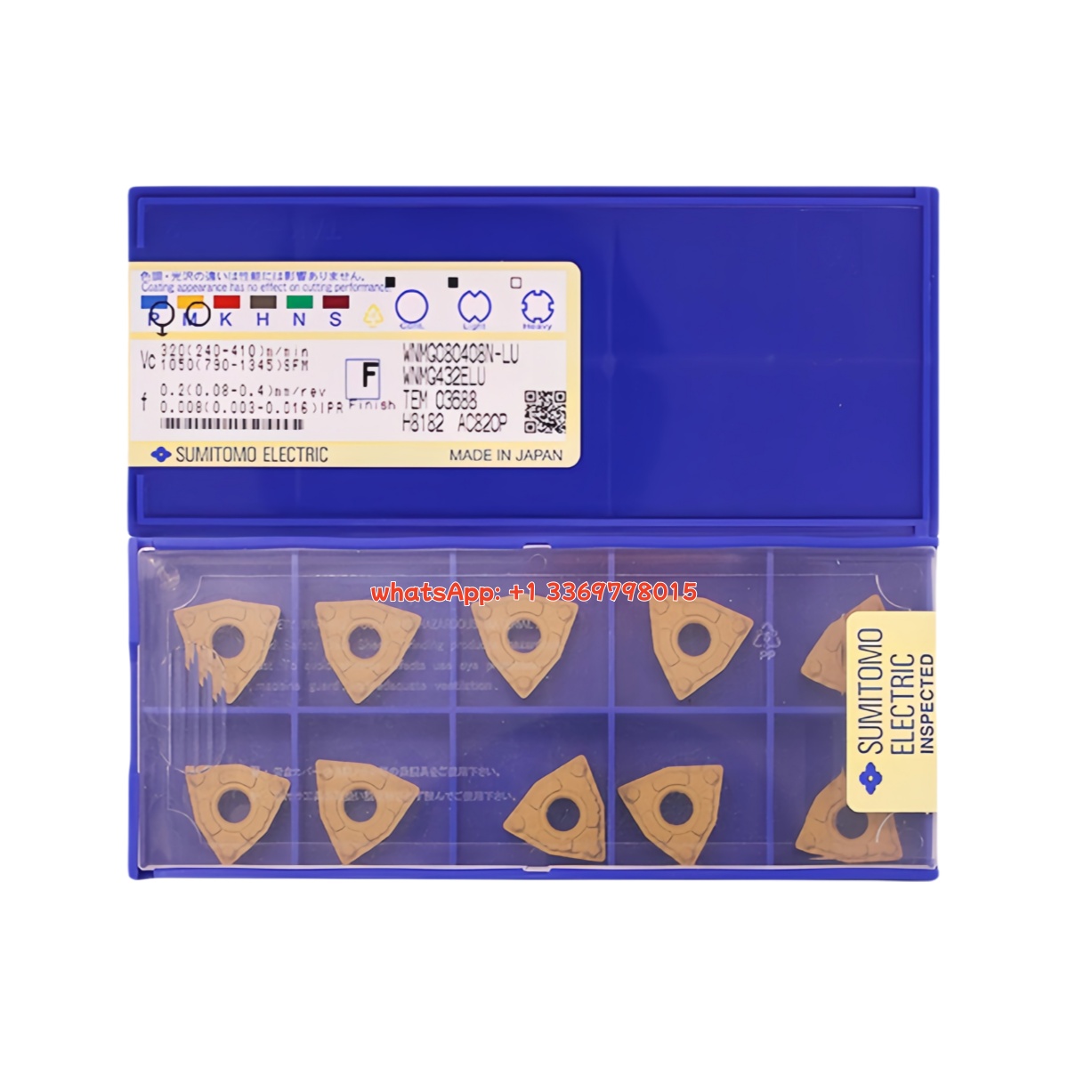 Sumitomo WNMG080408N-LU AC820P Carbide Insert - Trigon 80° | Steel (10 PCS)