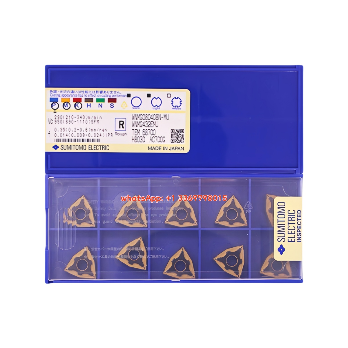 Sumitomo WNMG080408N-MU AC700G Carbide Insert - Trigon 80° | Super Alloy (10 PCS)