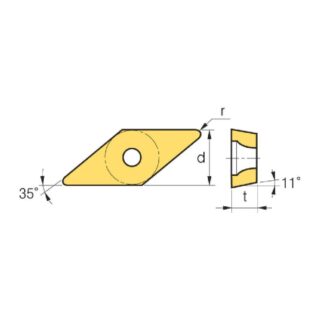 Original Korloy VPGT110304-VP1 VPGT221 Carbide Turning Insert - Diamond 35° | Titanium, Inconel (10 PCS) VPGT110304-VP1 PC8110