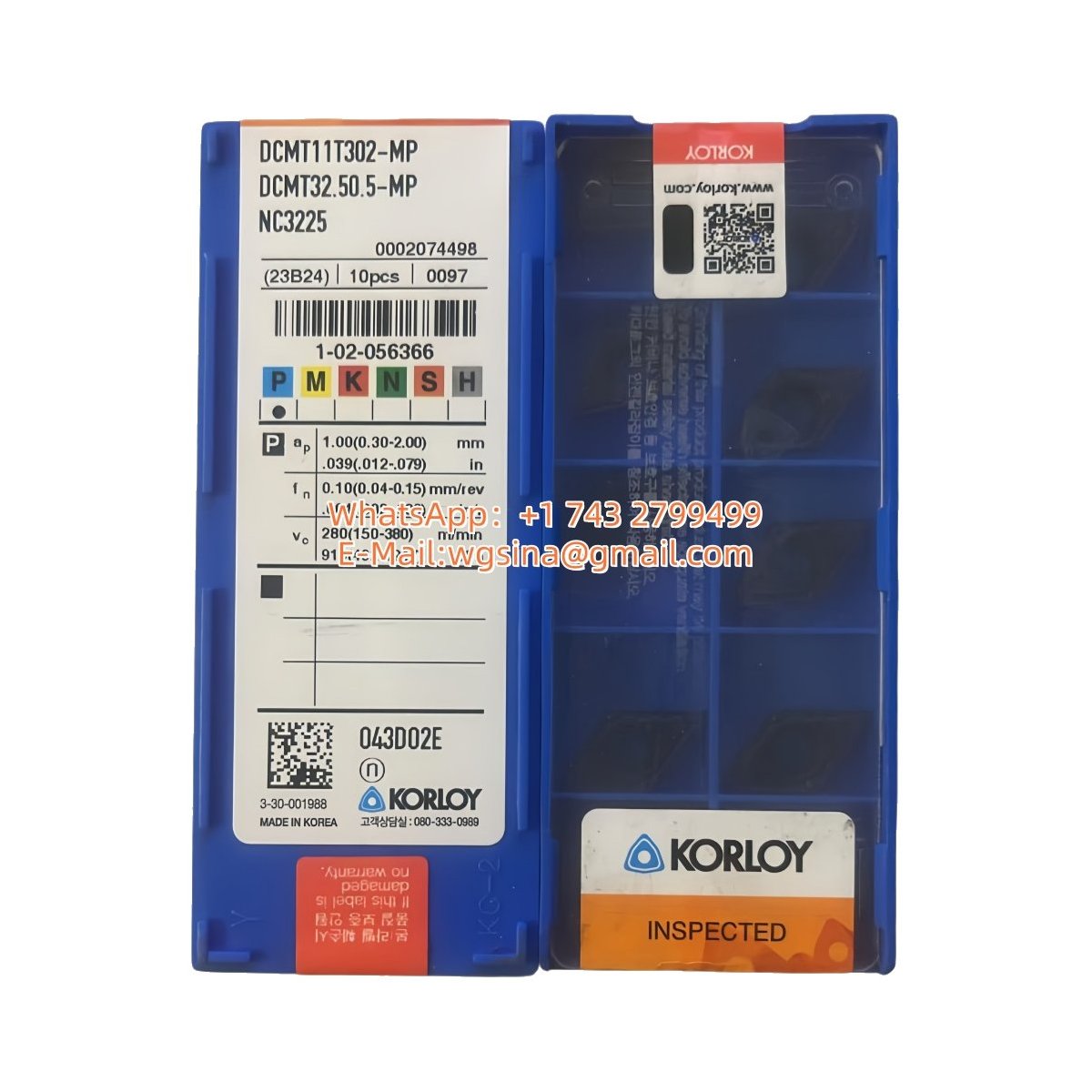 Korloy DCMT11T302-MP NC3225 Diamond 55° Steel DCMT420