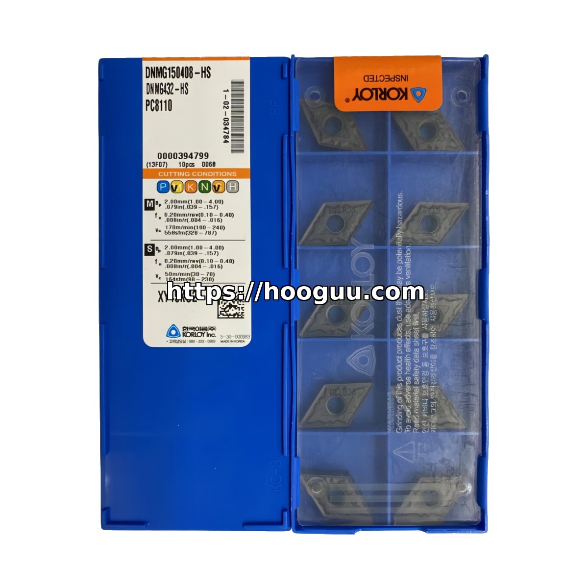 Original Korloy DNMG150408-HS PC8110 Carbide Turning Insert - Diamond 55° | Steel & More