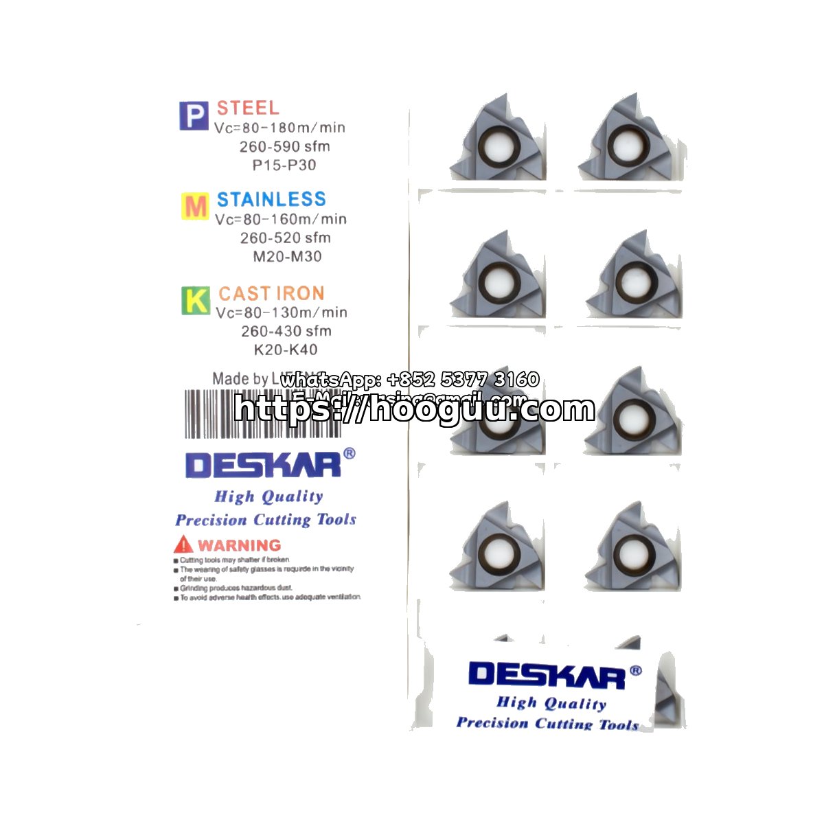 Original Deskar 16ER3.0ISO Carbide Insert | Steel & More (10 PCS) LDA 16ER3.0ISO LDA - Image 2
