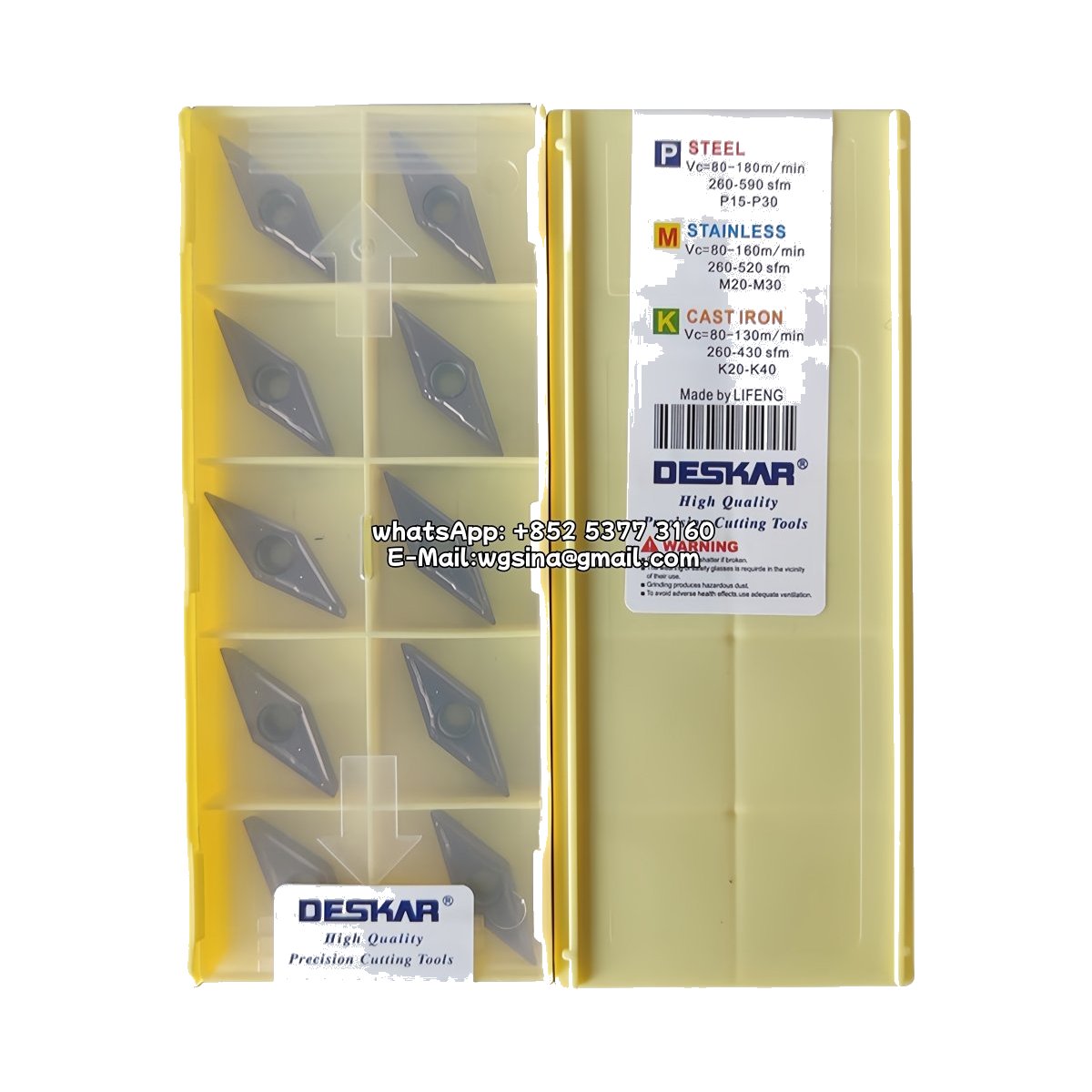 Original Deskar VBMT160404-MV LF6018 Carbide Insert - Diamond 35° | Steel & More (10 PCS)