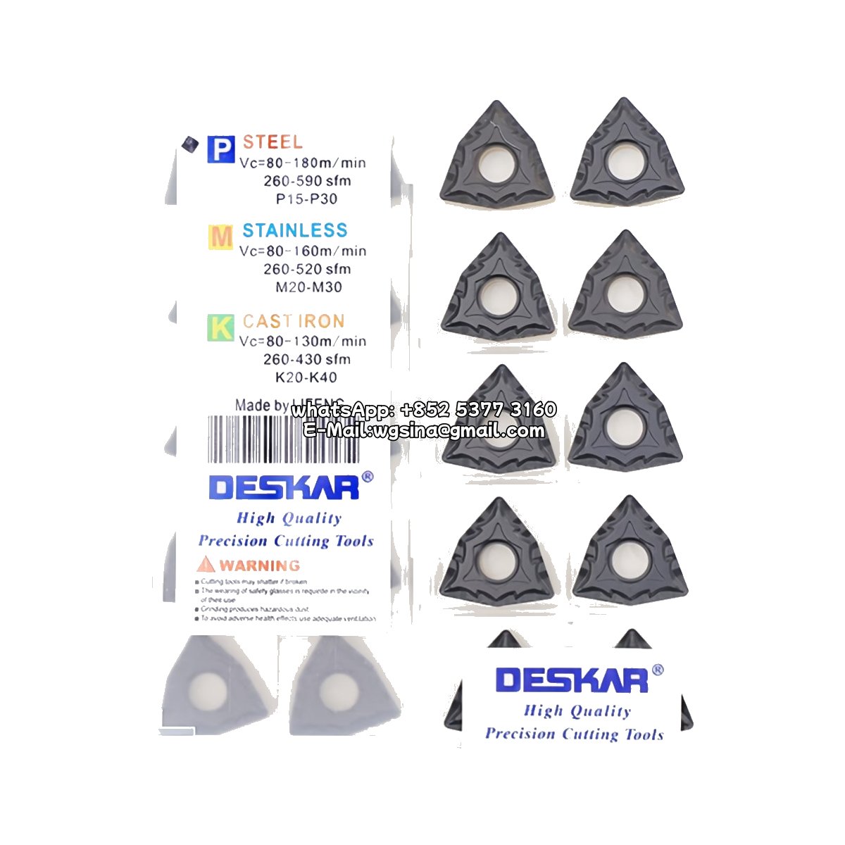 Original Deskar WNMG080412-CQ LF9218 Carbide Insert - Trigon 80° | Steel, Cast Iron (10 PCS)