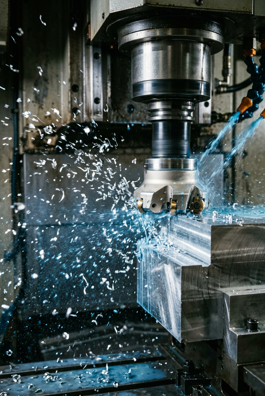 CNC Milling Operation - High Speed Aluminum Cutting