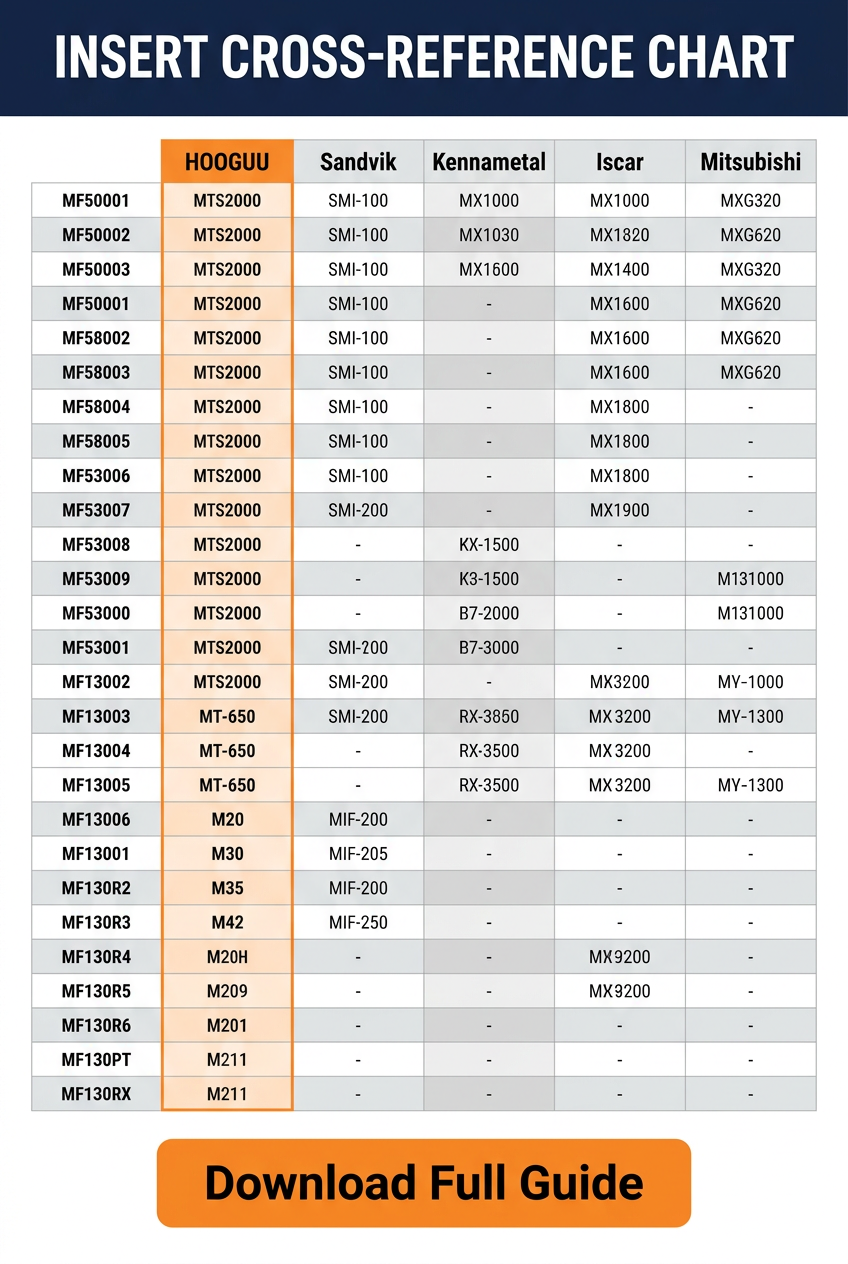 Insert Cross-Reference Chart - Brand Comparison