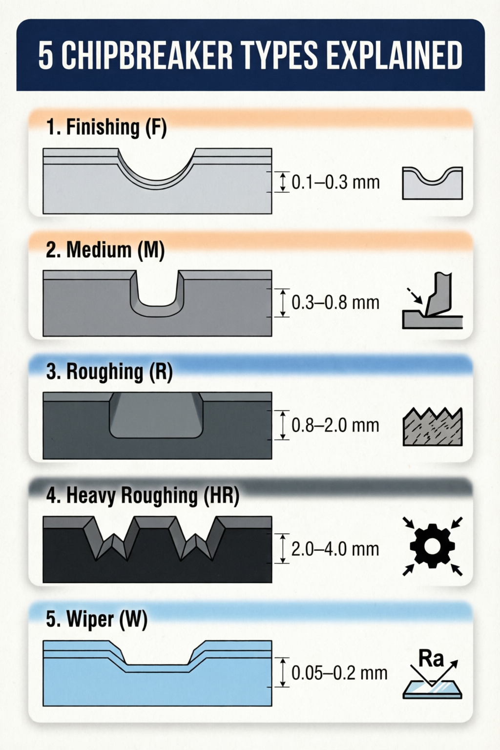 5 Chipbreaker Types Explained - Selection Guide