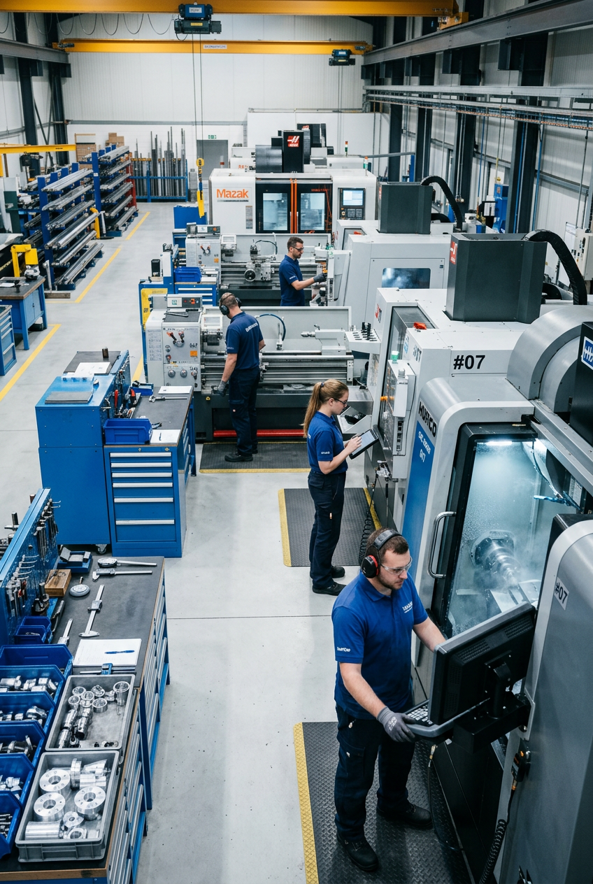 Modern CNC Machine Shop - Production Floor