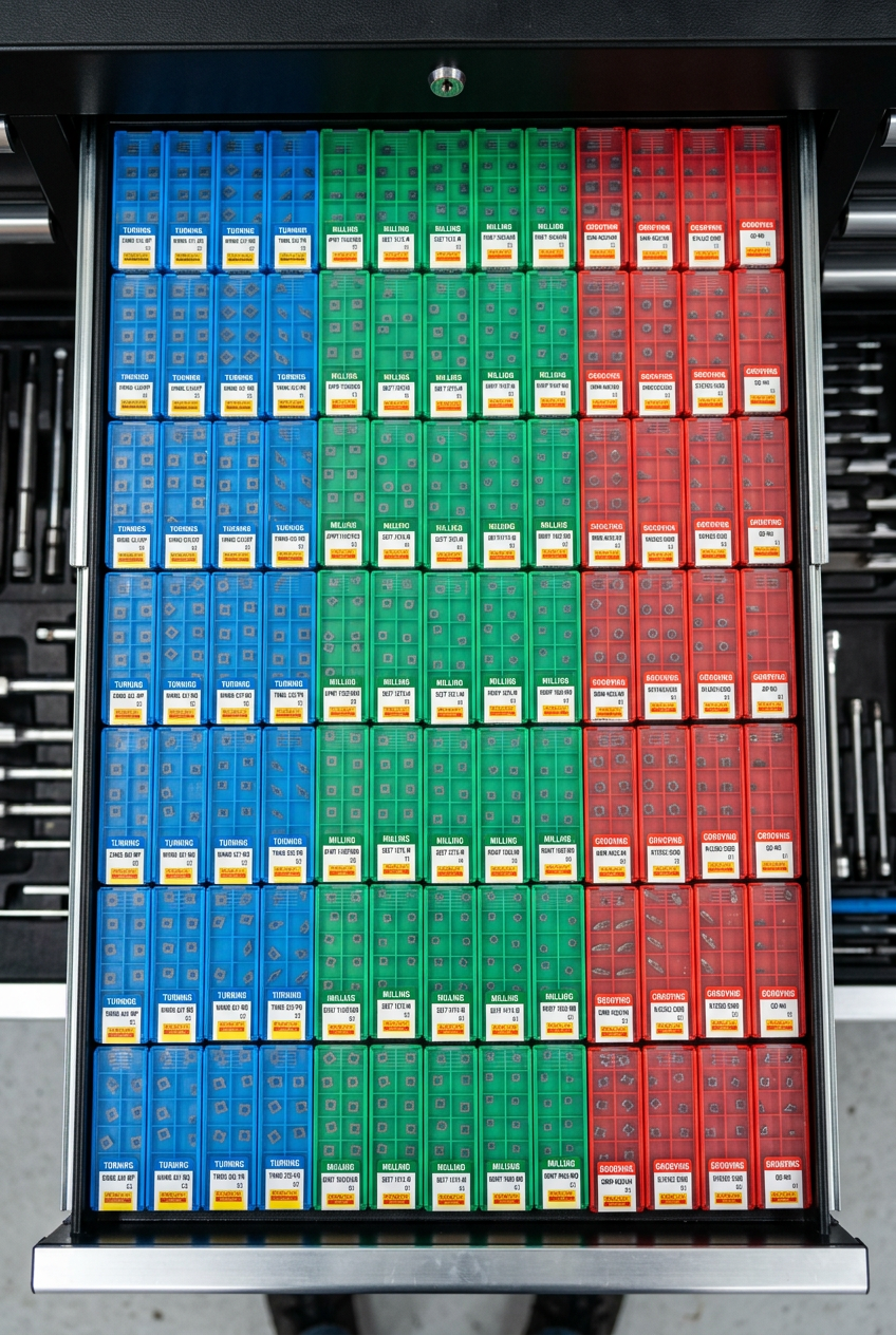 Organized Insert Storage - Color Coded Tool Management