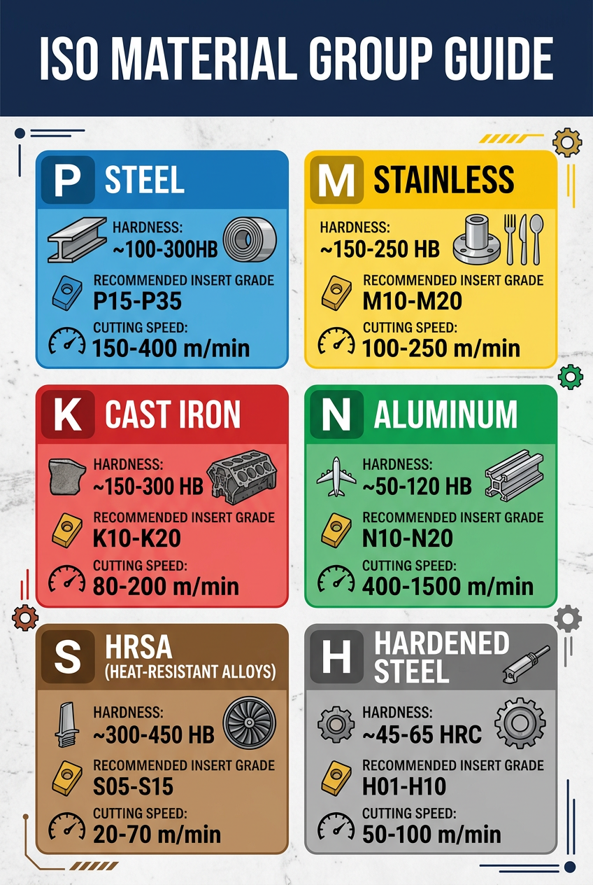 ISO Material Group Guide - P/M/K/N/S/H