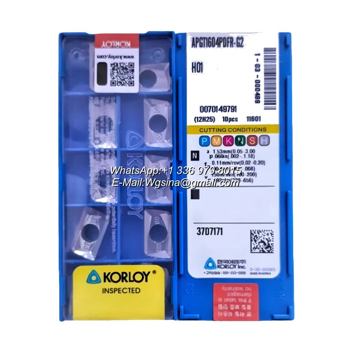 Original Korloy APGT1604PDFR-G2 H01 Carbide Insert - Parallelogram 85° | Aluminum, Non-Ferrous