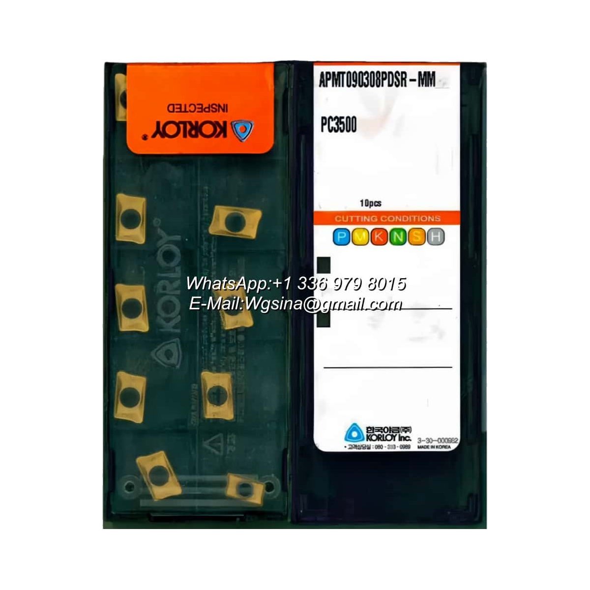 Original Korloy APMT090308PDSR-MM PC3500 Carbide Insert - Parallelogram 85° | Steel