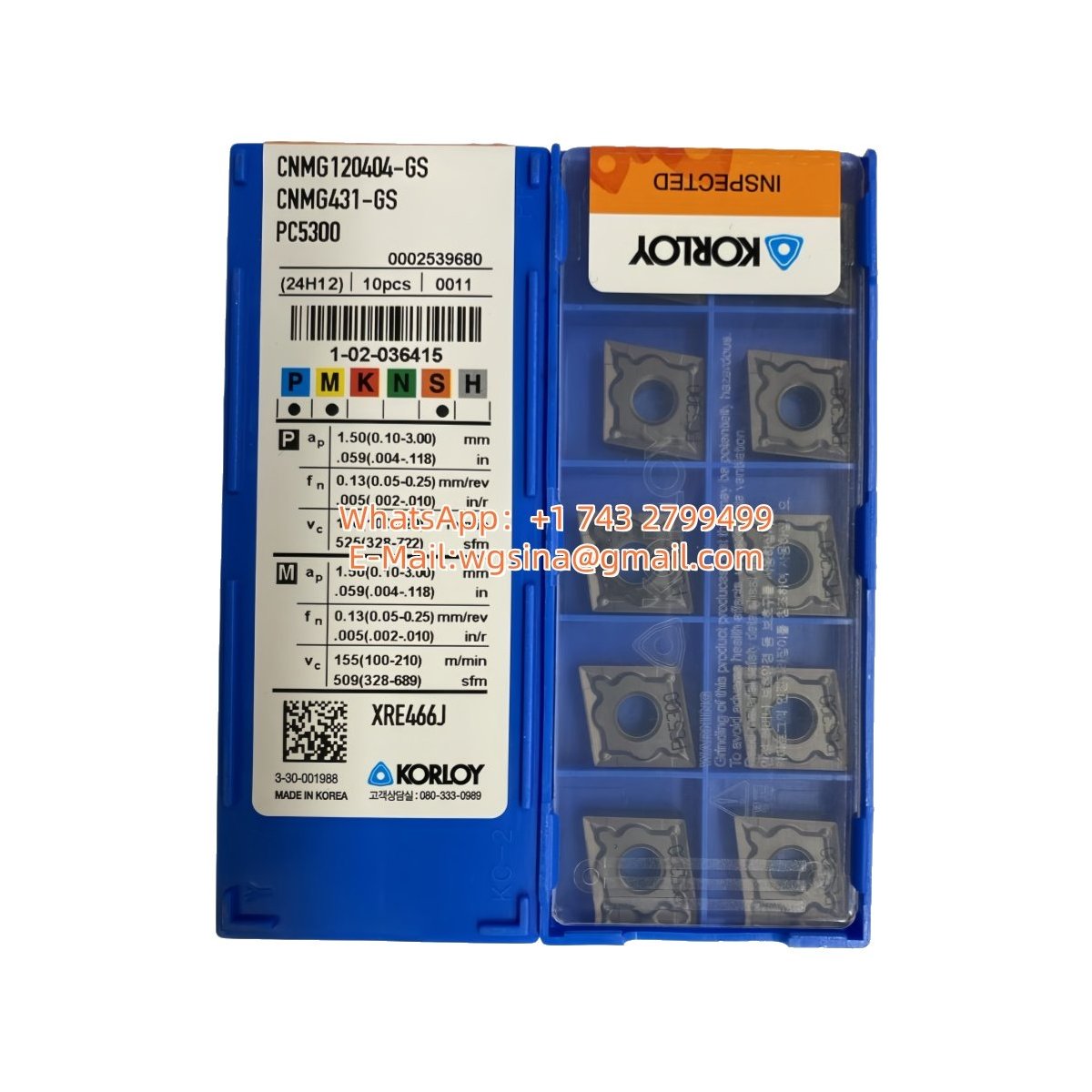 Original Korloy CNMG120404-GS PC5300 Carbide Insert - Diamond 80° | Steel