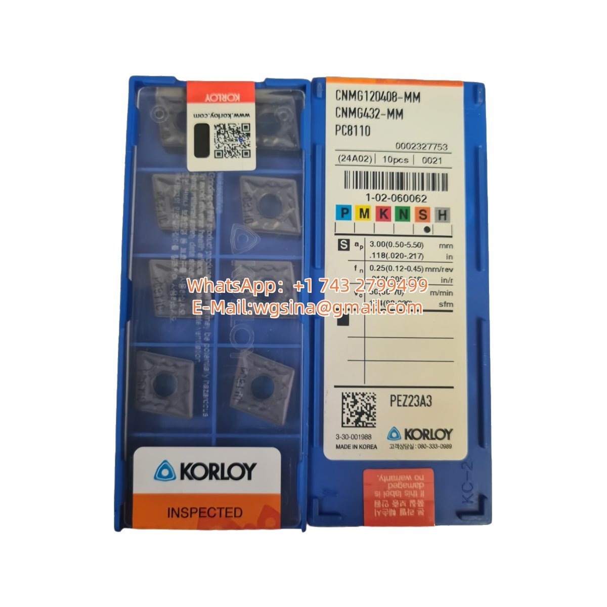 Original Korloy CNMG120408-MM PC8110 Carbide Insert - Diamond 80°
