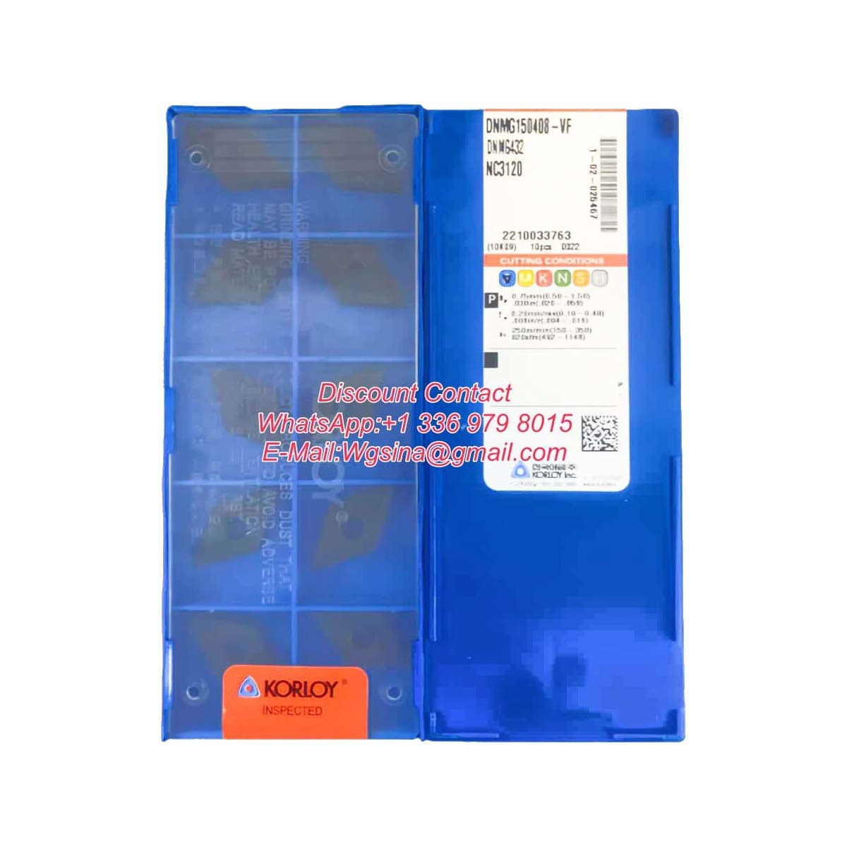 Original Korloy DNMG150408-VF NC3120 Carbide Insert - Diamond 55° | Steel & More
