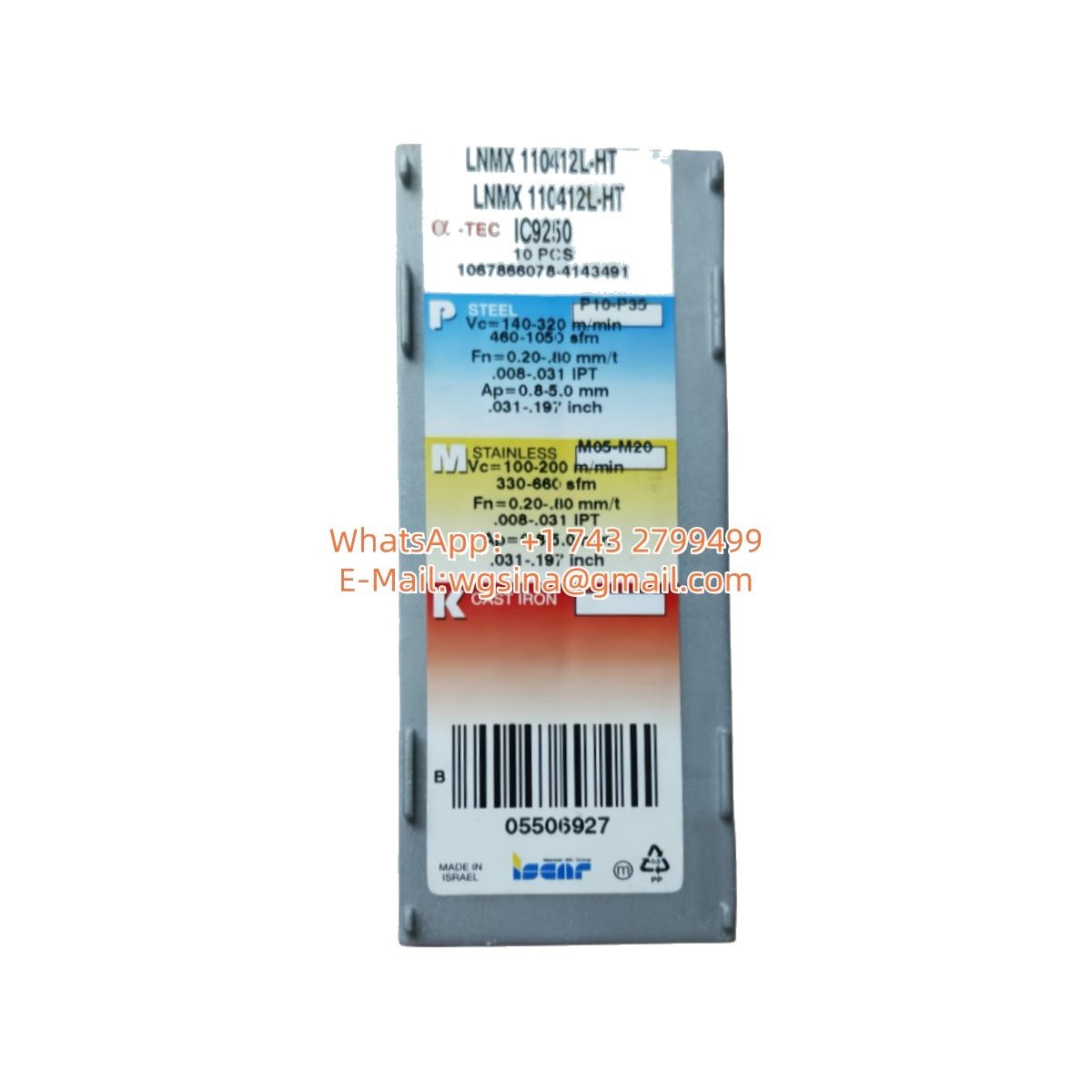 Original Iscar LNMX110412L-HT IC9250 Carbide Insert - Rectangle | Steel & More