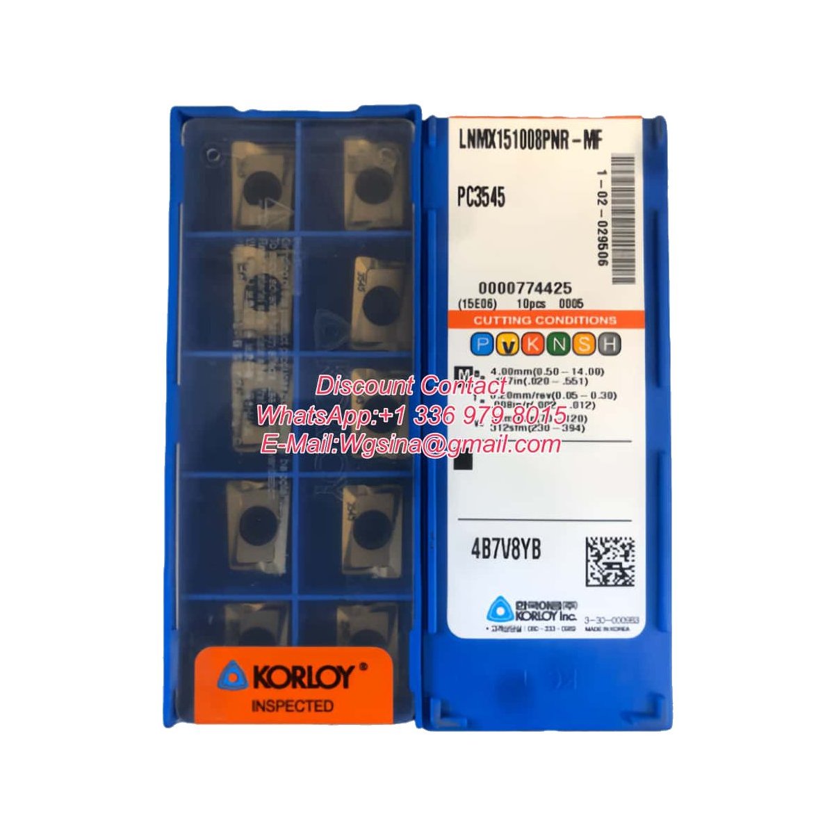 Original Korloy LNMX151008PNR-MF PC3545 Carbide Insert - Rectangle | Steel & More