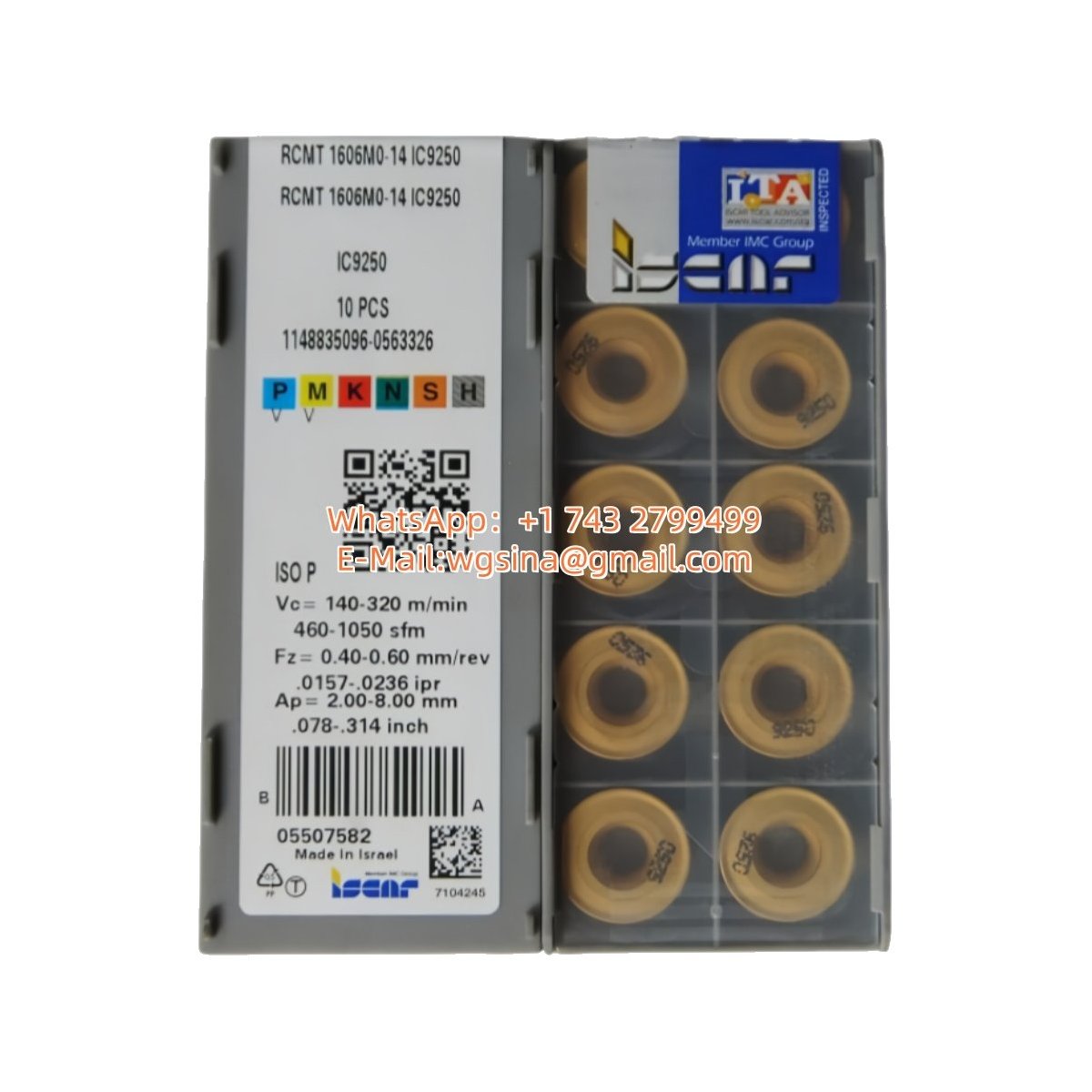 Original Iscar RCMT1606MO-14 IC9250 Carbide Insert - Round