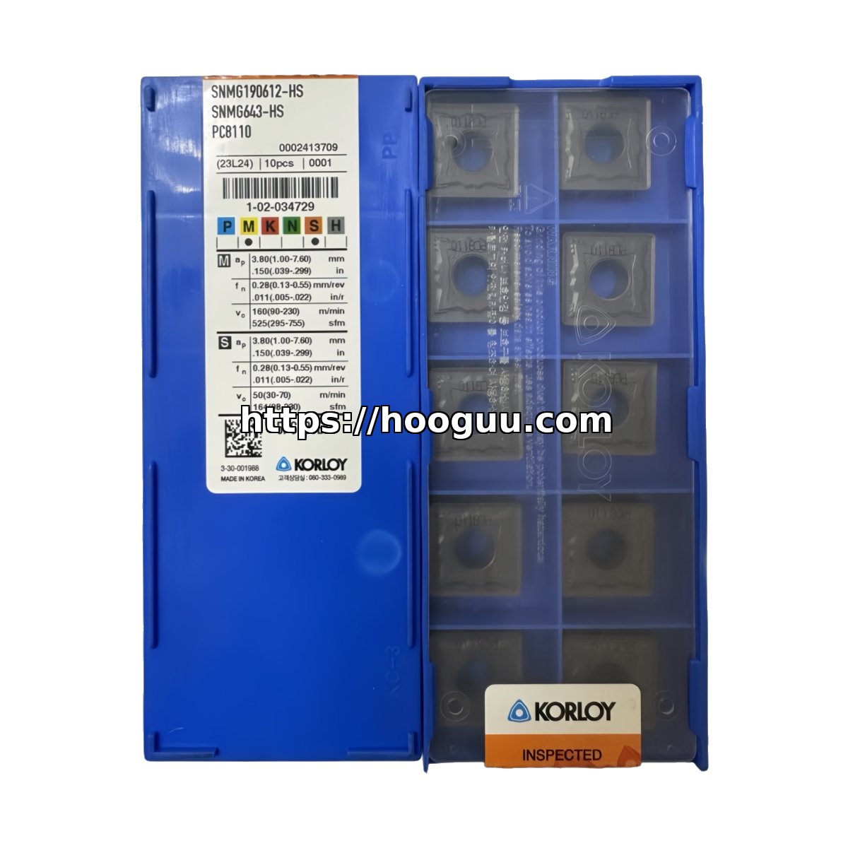 Original Korloy SNMG190612-HS PC8110 Carbide Turning Insert - Square | Steel, Heat-resistant, Inconel
